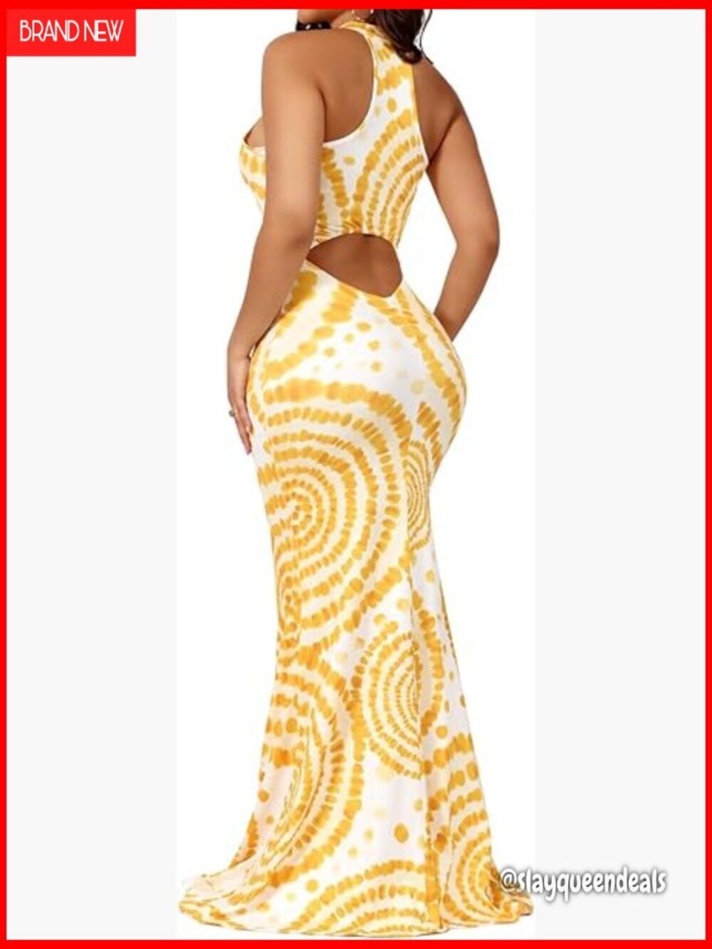 Polyester Spandex Halter Backless Maxi Dress Mermaid Bodycon Summer Beach